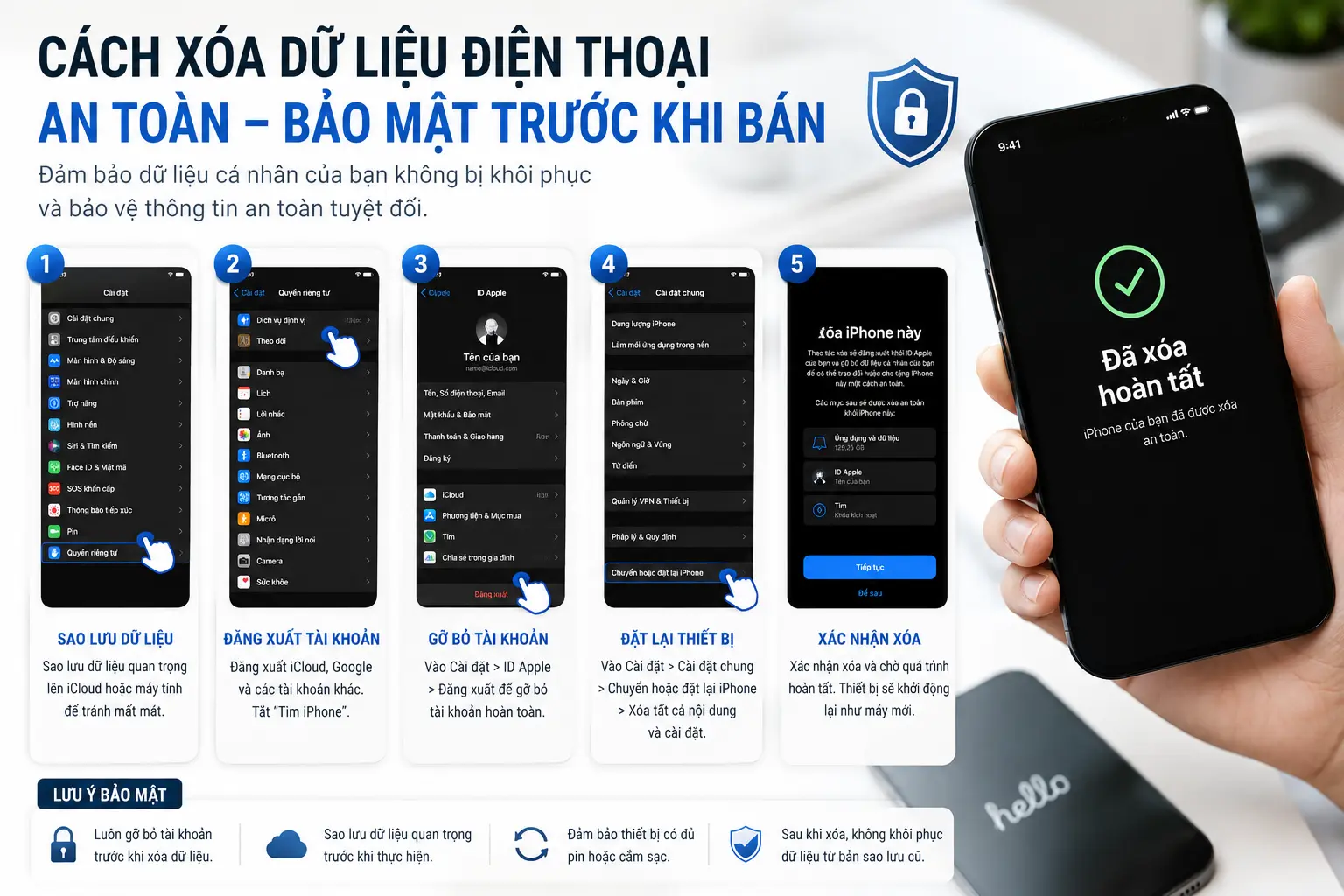 Xóa dữ liệu điện thoại trước khi bán rất quan trọng cần xử lý thật trọng