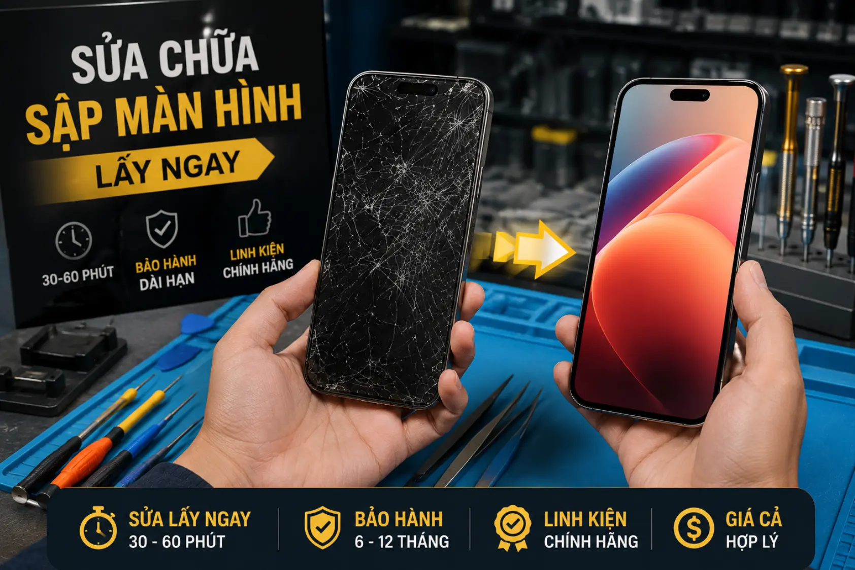 Nhân Mobile hệ thống luân chuẩn giá trị khi điện thoại gặp sự cố